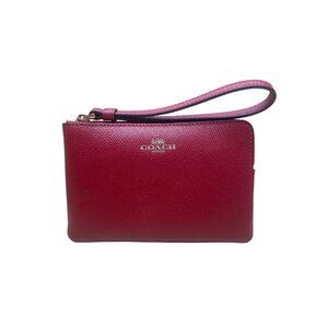Coach Women’s Red Leather Wristlet Small Zip Wallet